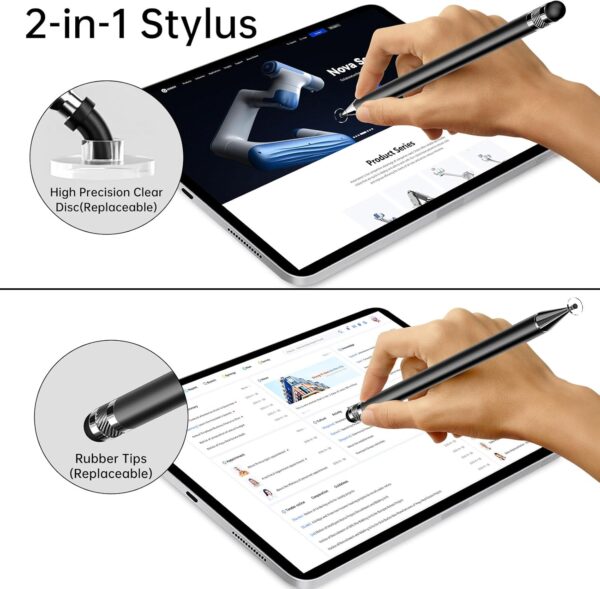 Stylus (5 Pcs), 2-in-1 Stylus Pen for Touch Screen, High Precision and Sensitivity, Suitable for iPhone/ipad/Android Tablets, Compatible with All Touch Screens (Black/White/Blue/Rose Gold/Silver) - Image 3
