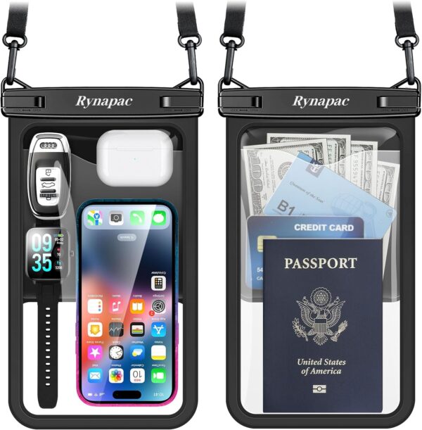 "Ultimate Waterproof Phone Protection: Dual-Pack Pouch for iPhone & Galaxy - Your Beach Travel Essential!"