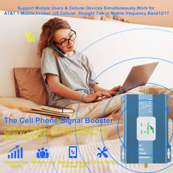 AT&T Cell Phone Signal Booster T Mobile US Cellular AT&T Signal Booster 5G 4G LTE Band 12/17 AT&T Cell Booster AT&T Cell Phone Booster T Mobile Signal Booster Cricket ATT Cell Signal Booster for Home - Image 2