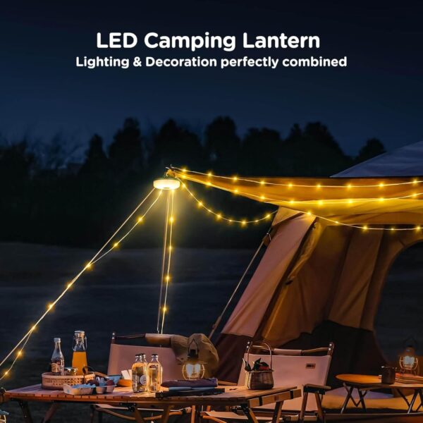 OGERY Camping String Lights, 4 in 1 Quick Storage 32.8FT Rechargeable Tent Lights String with 8 Lighting Modes, Hanging Waterproof Portable LED Lamp for Outdoor Patio Awning Garden Party Essentials - Image 2