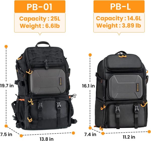 TARION Pro 2 Bags in 1 Camera Backpack Large with 15.6" Laptop Compartment Waterproof Rain Cover Extra Large Travel Hiking Camera Backpack DSLR Bag - Image 3