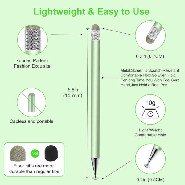 Stylus Pen for Touchscreen,3pcs 2in1 High Precision Sensitivity Stylus, Suitable for iPhone/ipad/Android Stylus for ipad,Compatible with All Touch(Green/Purple/Rose Gold + 4Tips) - Image 3