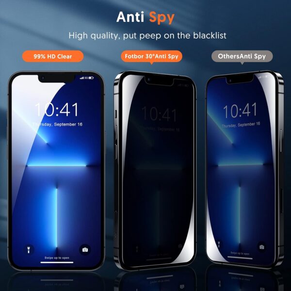 “Ultimate 2-Pack Privacy Shield for iPhone 16e/14/13/13 Pro: Anti-Spy Tempered Glass with Effortless Installation Kit!” - Image 4
