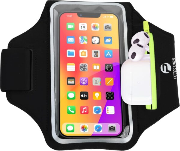 Sporty Secure: The Ultimate Water-Resistant Armband with AirPods Pocket & Car Key Zipper for Your iPhone and Galaxy!
