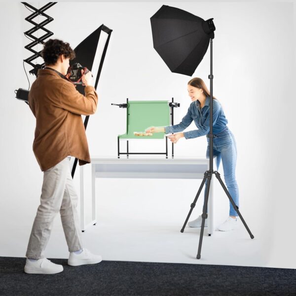 6.4ft Photography Light Stand, Lusweimi Extendable Aluminum Light Tripod, Portable Studio Lighting Tripod with 1/4'' Screw and Folding Legs for Strobe Light, Monolight, Softbox, Cameras, Flash Light - Image 7