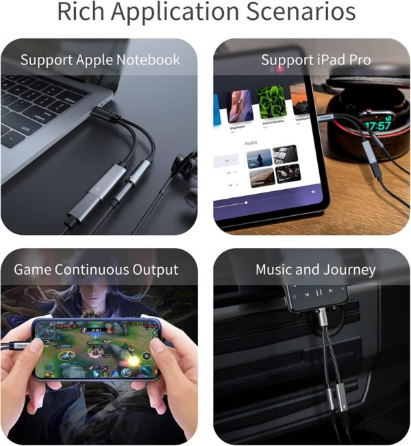 "Ultimate 2-in-1 USB-C Adapter: Charge & Tune with Fast Charging and AUX Compatibility for iPhone 15/16, Samsung Galaxy S22/S21/S20, and Pixel!" - Image 3