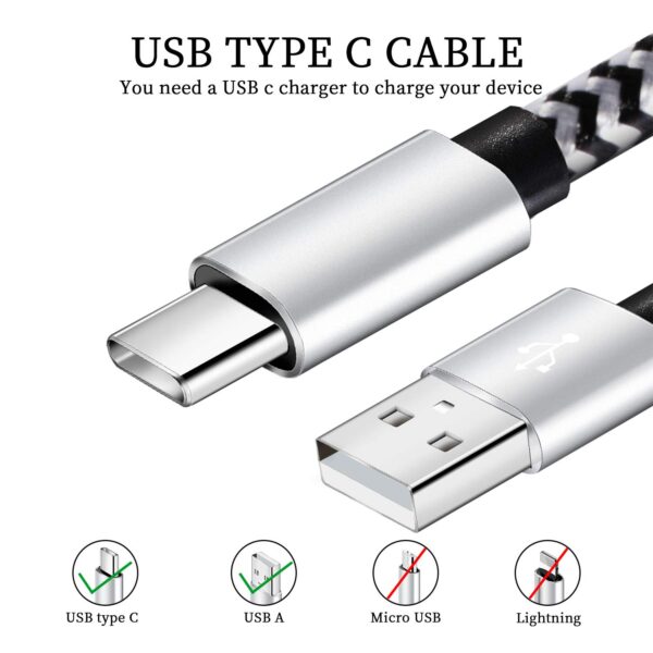 USB Type c Cable, 5 Pack (6FT) Nylon Braided USB C Cables 3A Fast Charging Charger for Samsung Galaxy S9/S8 Note8/9 20 10 S21 S20 S10 Plus C Cord - Image 2