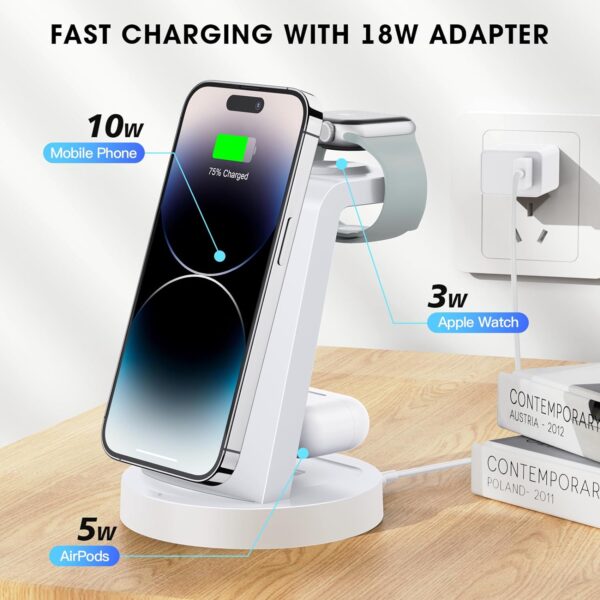 3 in 1 Charging Station for iPhone - Wireless Charger for Apple Products Multiple Devices - Charging Dock Stand for AirPods (for iPhone 16e 16 15 14 13 pro 12 11 X Max) - Image 7