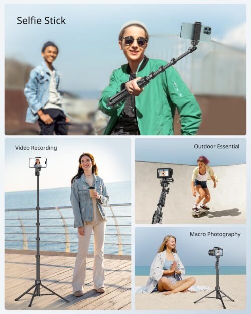 "The Ultimate 62" Phone Tripod & Selfie Stick: Expand Your Photography Game with Wireless Remote and Versatile Compatibility!" - 이미지 4