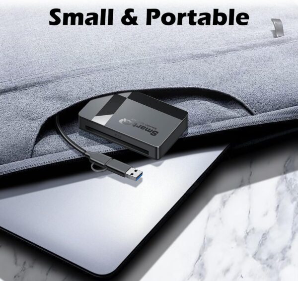 SD Card Reader, Memory Card Reader 4 in 1 USB C USB 3.0 Dual Connector Adapter Simultaneously Read SD MS CF TF Cards Supports Micro SD/Micro. Compatible with desktops, Tablets, and USB-C Smartphones - Image 6