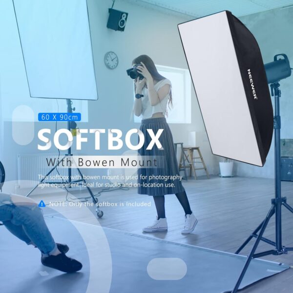 NEEWER 24”x35” (60x90cm) Rectangular Softbox, Studio Monolight Softbox with Bowens Mount, Diffuser & Carrying Bag for Portrait Product Photography, Compatible with S101-400W/300W, SL-70W, CB60/100/150 - Image 5