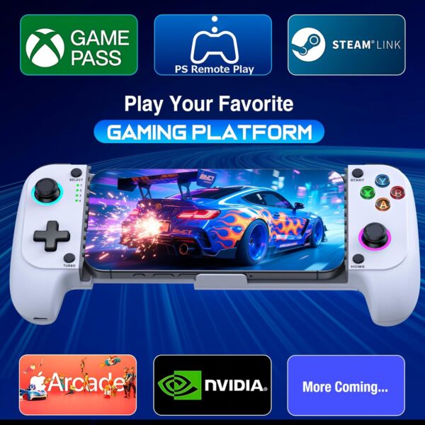 Mobile Game Controller for iPhone/Android, Wireless Phone Controller Support Phone Case, Gaming Controller with Hall Joystick Suitable for Xbox Game Pass, Steam Link, Roblox, Call of Duty & More, White - Image 2
