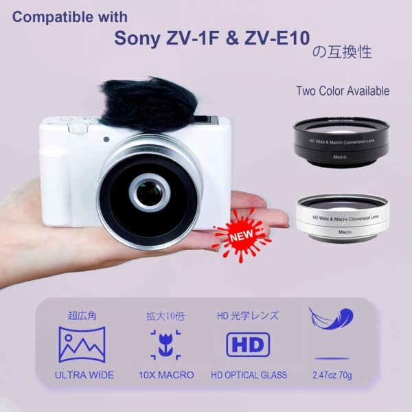 FotoZ 40.5mm 0.75x Mini Wide Angle Conversion Lens(w/Macro), for Sony ZV-1F ZV-E10, ZV-E10 MarkII A6400 A6700 Accessories, Compatible with kit Lens 16-50mm, PZ 16-50mm OSS II (Black) - Image 3