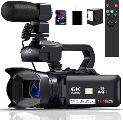 Ultra HD Vlogging Powerhouse: 6K Camcorder with 64MP Night Vision, 18X Zoom & Touch Screen!