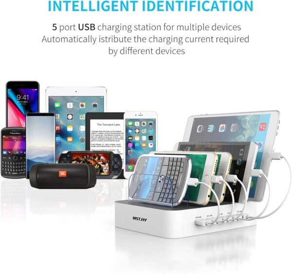 MSTJRY Ultimate 5-Port Charging Hub: Streamline Your Device Power-Up with Included Cables! - Image 4