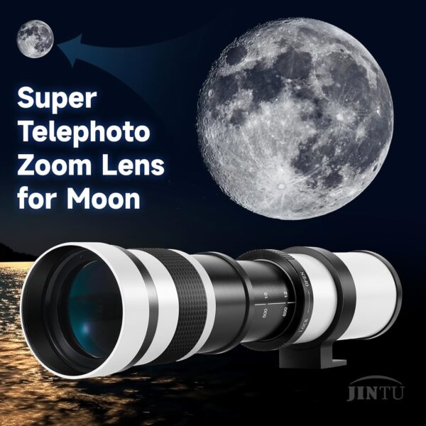 JINTU Telephoto Lens 420-800mm f/8.3 Manual for Canon EF Mount T7i T6 T6i T6s T7 T8i T3i, T4i, T5, T5i, SL2, SL1 4000D 2000D 80D 90D 5D III 6D 7D II 60D 70D 250D 750D 760D 1200D 1300D 2000D Cameras - Image 5