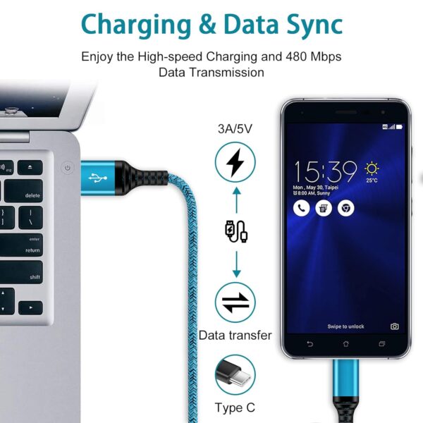 C Charger Cord Fast Charging USB Type C Cable Android Charger Cables 6FT 2Pack for Samsung Galaxy S25 S24 S23 S22 S21 S20 Ultra S20+ Note 20 10 S10 S9 Plus A12 A11 A52 Google Pixel 6 5 4 4a 3a XL - Image 5