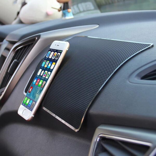 Car Dashboard Anti-Slip Rubber Pad, 10.6"x 5.9" Universal Non-Slip Car Magic Dashboard Sticky Adhesive Mat for Phones Sunglasses Keys Electronic Devices and More Use (Black/Grid) - Image 6