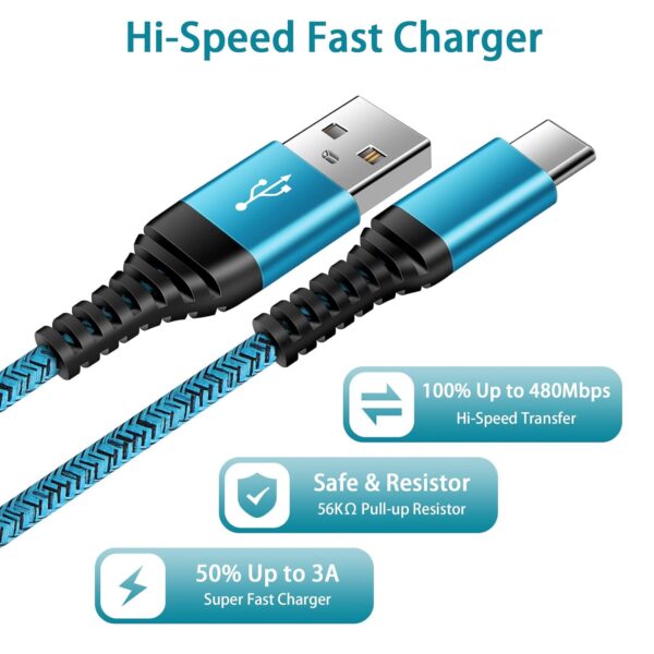 C Charger Cord Fast Charging USB Type C Cable Android Charger Cables 6FT 2Pack for Samsung Galaxy S25 S24 S23 S22 S21 S20 Ultra S20+ Note 20 10 S10 S9 Plus A12 A11 A52 Google Pixel 6 5 4 4a 3a XL - Image 4
