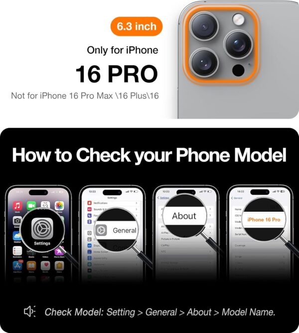 TORRAS Magnetic Slim Fit for iPhone 16 Pro Case, 6.3 inch, Ultra-Thin Case Compatible with MagSafe, Lightweight Matte Anti-Scratch Hard PC Cover Phone Case for iPhone 16 Pro OriginFit, Black - Image 7