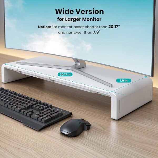 Elevate Your Workspace: Klearlook's Foldable, Height-Adjustable Monitor Stand with Storage and Device Holder in White - Image 2