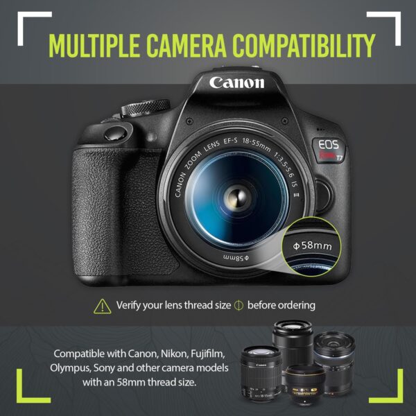 Ultra Deluxe Lens Kit for Canon Rebel T3, T5, T5i, T6, T6i, T7i, EOS 80D, EOS 77D Cameras with Canon EF-S 18-55mm is II STM Lens - Includes: 7pc 58mm Filter Set + 58mm Wide Angle and Telephoto Lens - Image 8