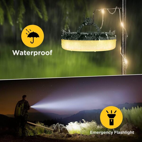 OGERY Camping String Lights, 4 in 1 Quick Storage 32.8FT Rechargeable Tent Lights String with 8 Lighting Modes, Hanging Waterproof Portable LED Lamp for Outdoor Patio Awning Garden Party Essentials - Image 5