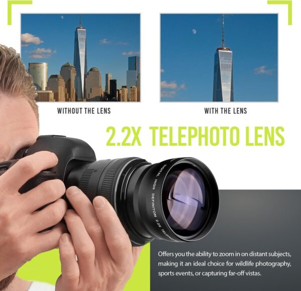 Ultra Deluxe Lens Kit for Canon Rebel T3, T5, T5i, T6, T6i, T7i, EOS 80D, EOS 77D Cameras with Canon EF-S 18-55mm is II STM Lens - Includes: 7pc 58mm Filter Set + 58mm Wide Angle and Telephoto Lens - Image 6