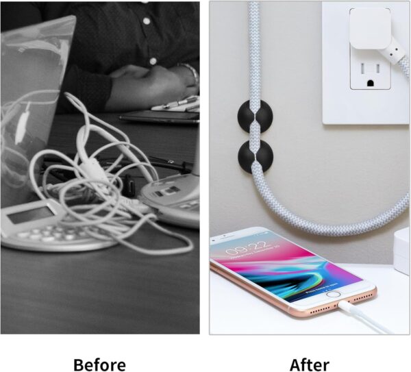 Tidy Up with Style: 12-Pack Black Adhesive Cable Clips for Clutter-Free Charging and Organizing! - Image 5