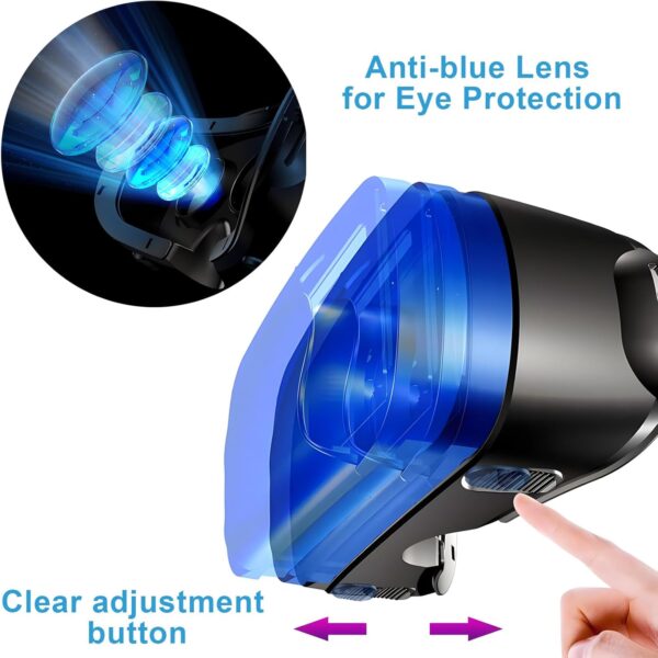 VR Headset, 3D VR Glasses Virtual Reality Goggles Anti-Blue Light for iPhone & Android Compatible 5.0-7.0 inch, Adjustable 3D Glasses Headset Helmets with Controller, for Movies,TV & Video Games - Image 3