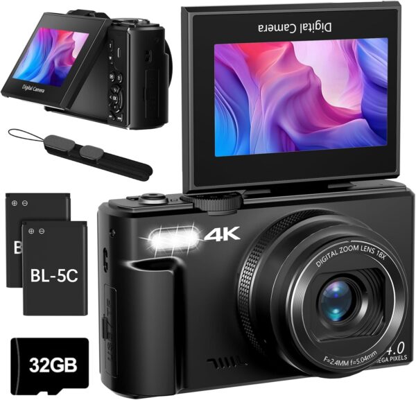 Elevate Your Content: The Ultimate 4K 64MP Vlogging Camera with Flip Screen and Zoom Features