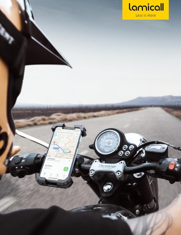 Lamicall Motorcycle Phone Mount, Bike Phone Holder - [Metal Lock] Upgrade Quick Install Handlebar Clip for Bicycle Scooter, Cell Phone Clamp for iPhone 16 15 14 Pro Max, Galaxy, 4.7-6.8" Phones - Image 7