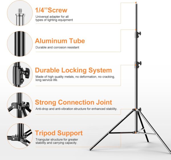 "Dual Pack 8.5ft Heavy-Duty Aluminum Light Stands: Your Ultimate Photography Companion!" - Image 5