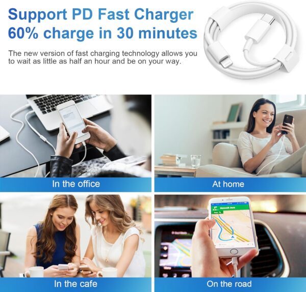 iPhone 14 13 12 Charger Fast Charging 20W PD USB C Wall Charger with 6FT Fast Charging Cable Compatible iPhone 14/13/12/11/Pro/Pro Max/Mini/Xs Max/XR/X, iPad - Image 8