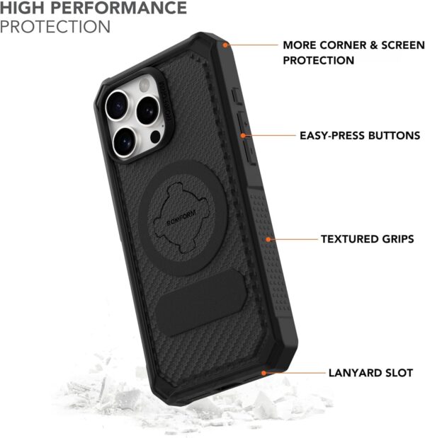 Rokform Rugged Case Compatible with iPhone 16 Pro Max, Magnetic Cover (Black) - Image 3