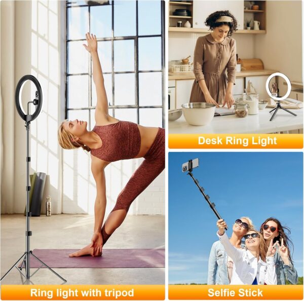 Illuminate Your Moments: The 12" PEYOU Selfie Ring Light with 73" Tripod – 38 Color Modes and 3-in-1 Dimmable Magic for Makeup, TikTok, and YouTube! - Image 6