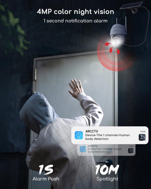 "Ultimate Solar-Powered 4MP Outdoor Security Camera Kit: 360° Protection with Night Vision and No Monthly Fees!" - Image 8