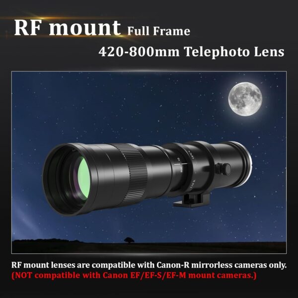 Telephoto Lens for Canon - RF Lens 420-800mm Manual Focus MF Zoom Lens for Canon EOS R, Ra, RP, R3, R5, R5 C, R6, R6 Mark II, R7, R8, R10, R50, R100 Mirrorless - Image 2
