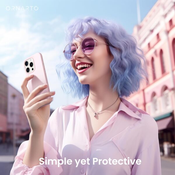 ORNARTO Compatible with iPhone 15 Pro Case 6.1", Liquid Silicone 3 Layers Full Covered Soft Gel Rubber Cover, Shockproof Protective Slim Phone Case with Anti-Scratch Microfiber Lining-Chalk Pink - Image 6