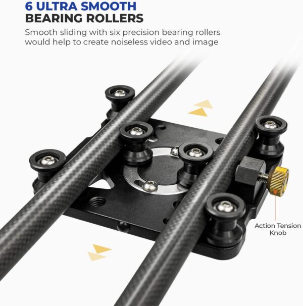 Elevate Your Filmmaking: LimoStudio's Enhanced 31.5" Carbon Fiber Camera Slider with Versatile Dolly Track and Precision Stabilizer - Image 4