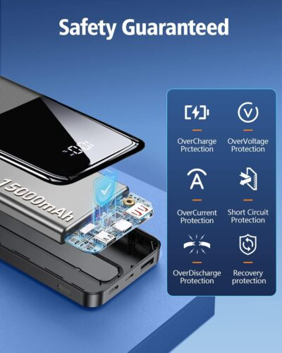Ultimate 15000mAh Fast Charging Power Bank with Built-in USB-C & iOS Cables – Your On-the-Go Energy Solution! - 이미지 5