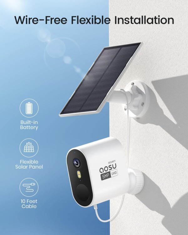 "Empower Your Home: AOSU 3K/5MP Solar Security Camera System with Ultra HD Clarity and Advanced Night Vision!" - Image 4