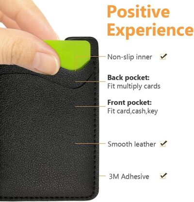 Sleek Leather Phone Wallet: Versatile Card Holders for Your Device - 2-Pack Black - 이미지 2