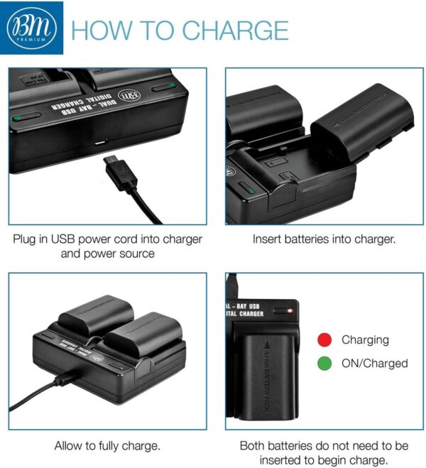 BM 2-Pack of LP-E6N Batteries and Dual Battery Charger for Canon EOS R, 90D, 60D, 70D, 80D, 5D II, III, IV, 6D, 7D, 7D Mark II, XC10, XC15 Cameras - Image 5