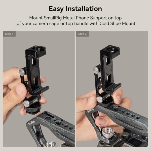 SMALLRIG Universal Metal Phone Support with Cold Shoe Mount, Smartphone Holder Adapter Support Free Adjustment Joints, Phone Tripod Mount for iPhone 16 15 14, for Samsung Galaxy etc. - 4382 - Image 3
