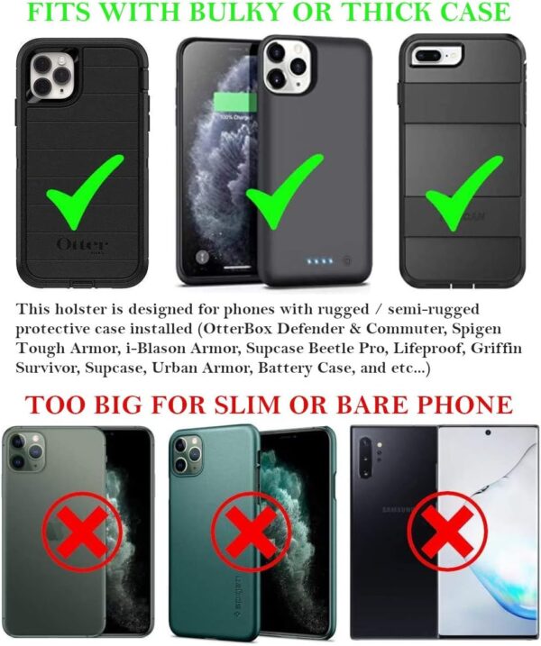 AH Premium Men Leather Cell Phone Hip Carrier Clip Holster with Belt Loop Case, Strong Phone Holder Pouch Carrying Holster for Android Moto Samsung Google iPhone XR 11 12 Fits Otterbox (Large)