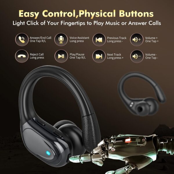 Wireless Earbuds, Sports Bluetooth Headphones, Ear Buds with 80hr Playtime, Noise Canceling, LED Power Display, IPX7 Waterproof Earphones for Workout/Running Black - Image 7