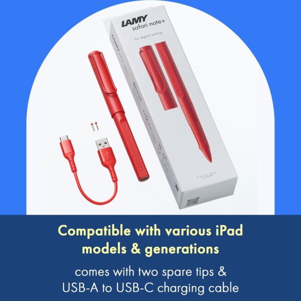 Luminous LAMY Safari Note+ Red: The Ultimate iPad Stylus with Palm Rejection and Tilt Sensitivity - Image 8