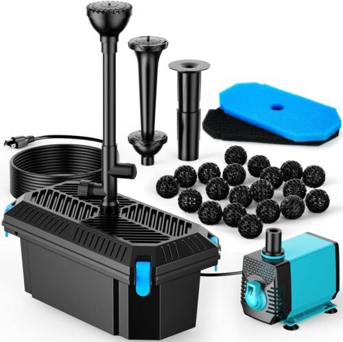 "Transform Your Pond Oasis: POPOSOAP 660GPH Filter & Fountain Kit for Crystal Clear Water and Stunning Features!"