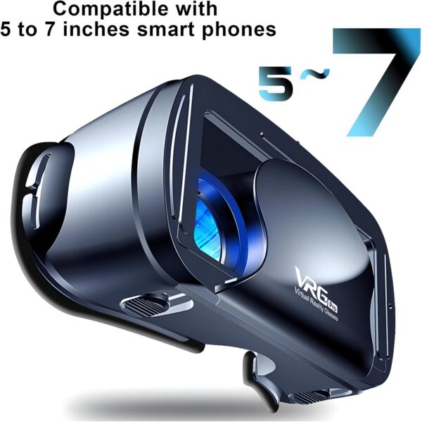 VR Headset, 3D VR Glasses Virtual Reality Goggles Anti-Blue Light for iPhone & Android Compatible 5.0-7.0 inch, Adjustable 3D Glasses Headset Helmets with Controller, for Movies,TV & Video Games - Image 2
